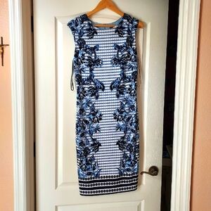 Vince Camato Elegant Blue and Black Floral Dress Size 10